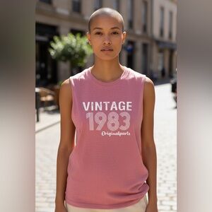 NWOT Women’s Heather Red Graphic Tank Top “Vintage 1983 Original Parts” - 2XL